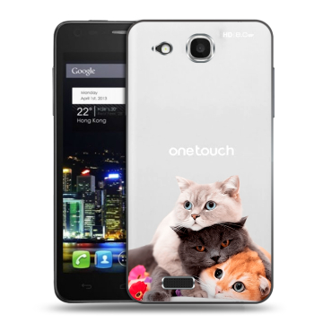 Пластиковый чехол на Alcatel One Touch Idol Ultra с принтом Кошки