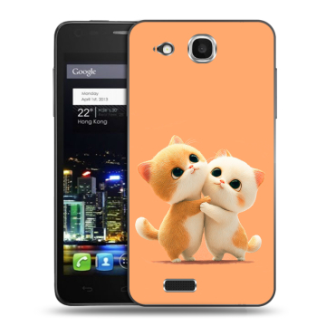 Пластиковый чехол на Alcatel One Touch Idol Ultra с принтом Милые котики