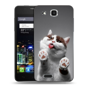 Пластиковый чехол на Alcatel One Touch Idol Ultra с принтом Коты