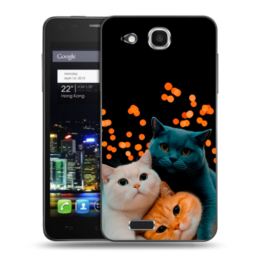 Пластиковый чехол на Alcatel One Touch Idol Ultra с принтом Кошки