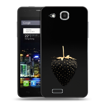 Пластиковый чехол на Alcatel One Touch Idol Ultra с принтом Черная клубника