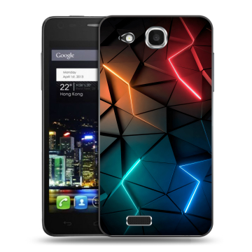 Пластиковый чехол на Alcatel One Touch Idol Ultra с принтом Абстракция неон