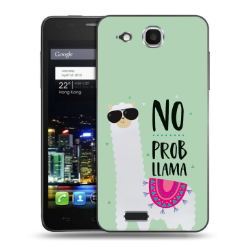 Пластиковый чехол на Alcatel One Touch Idol Ultra с принтом Лама