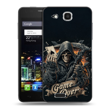 Пластиковый чехол на Alcatel One Touch Idol Ultra с принтом Скелет карты