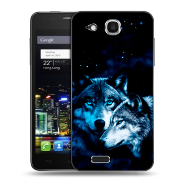 Пластиковый чехол на Alcatel One Touch Idol Ultra с принтом Волки