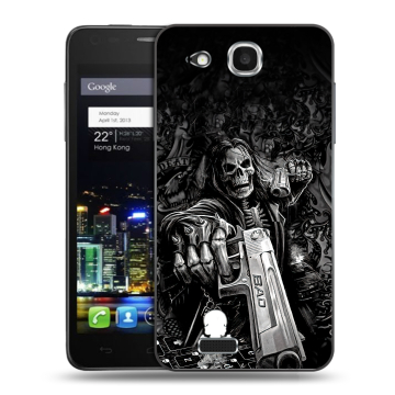 Пластиковый чехол на Alcatel One Touch Idol Ultra с принтом Скелет
