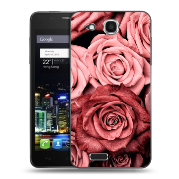 Пластиковый чехол на Alcatel One Touch Idol Ultra с принтом Цветы розы