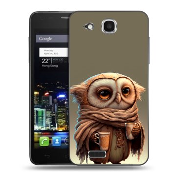Пластиковый чехол на Alcatel One Touch Idol Ultra с принтом Сова