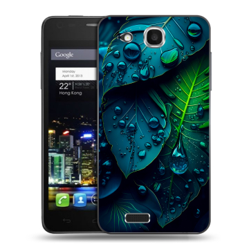 Пластиковый чехол на Alcatel One Touch Idol Ultra с принтом Листья