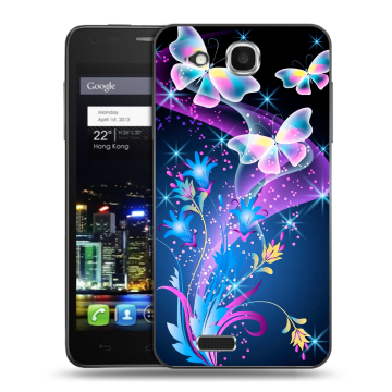Пластиковый чехол на Alcatel One Touch Idol Ultra с принтом Бабочки Пластиковый чехол на Alcatel One Touch Idol Ultra с принтом Бабочки