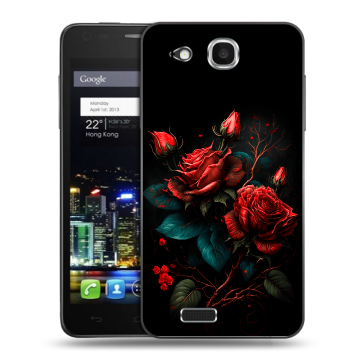 Пластиковый чехол на Alcatel One Touch Idol Ultra с принтом Розы красные Пластиковый чехол на Alcatel One Touch Idol Ultra с принтом Розы красные