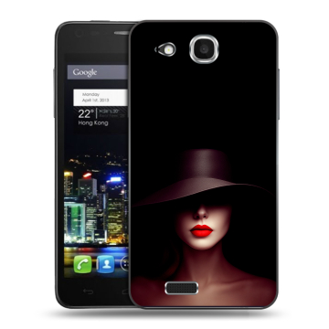 Пластиковый чехол на Alcatel One Touch Idol Ultra с принтом Девушка в шляпе Пластиковый чехол на Alcatel One Touch Idol Ultra с принтом Девушка в шляпе