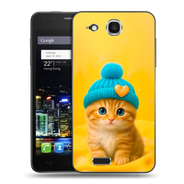 Пластиковый чехол на Alcatel One Touch Idol Ultra с принтом Котенок в шапке Пластиковый чехол на Alcatel One Touch Idol Ultra с принтом Котенок в шапке