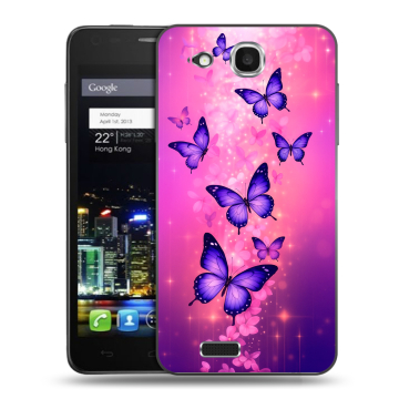 Пластиковый чехол на Alcatel One Touch Idol Ultra с принтом Бабочки Пластиковый чехол на Alcatel One Touch Idol Ultra с принтом Бабочки