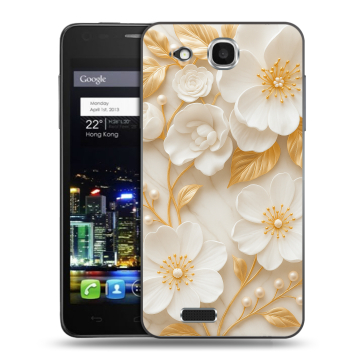 Пластиковый чехол на Alcatel One Touch Idol Ultra с принтом Цветы Пластиковый чехол на Alcatel One Touch Idol Ultra с принтом Цветы