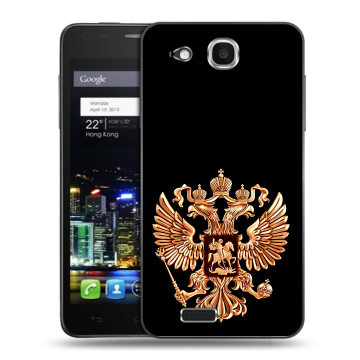 Пластиковый чехол на Alcatel One Touch Idol Ultra с принтом Герб России золотой