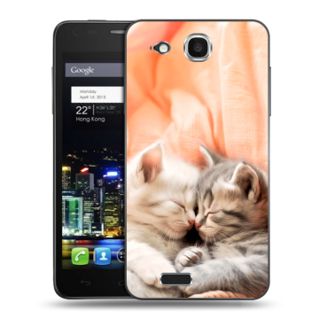 Пластиковый чехол на Alcatel One Touch Idol Ultra с принтом Котята Пластиковый чехол на Alcatel One Touch Idol Ultra с принтом Котята