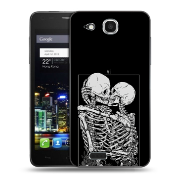 Пластиковый чехол на Alcatel One Touch Idol Ultra с принтом Поцелуй скелетов Пластиковый чехол на Alcatel One Touch Idol Ultra с принтом Поцелуй скелетов
