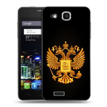 Пластиковый чехол на Alcatel One Touch Idol Ultra с принтом Герб России желтый Пластиковый чехол на Alcatel One Touch Idol Ultra с принтом Герб России желтый