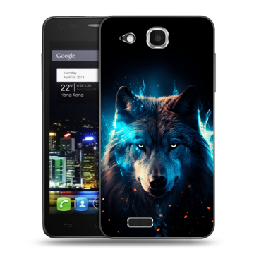 Пластиковый чехол на Alcatel One Touch Idol Ultra с принтом Волк ночной Пластиковый чехол на Alcatel One Touch Idol Ultra с принтом Волк ночной