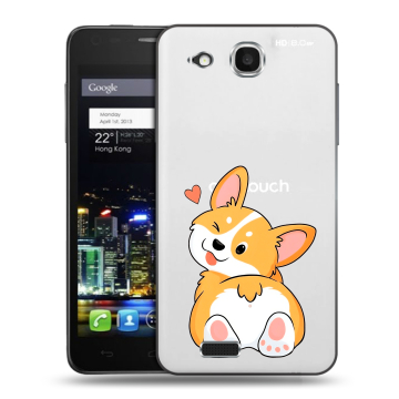 Пластиковый чехол на Alcatel One Touch Idol Ultra с принтом Корги Пластиковый чехол на Alcatel One Touch Idol Ultra с принтом Корги