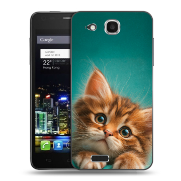 Пластиковый чехол на Alcatel One Touch Idol Ultra с принтом котенок Пластиковый чехол на Alcatel One Touch Idol Ultra с принтом котенок