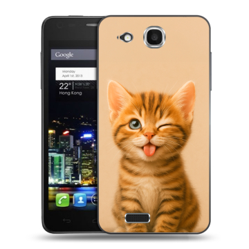 Пластиковый чехол на Alcatel One Touch Idol Ultra с принтом котенок Пластиковый чехол на Alcatel One Touch Idol Ultra с принтом котенок