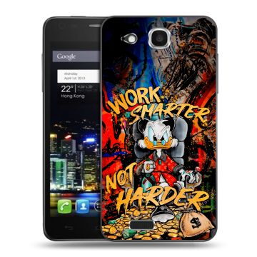 Пластиковый чехол на Alcatel One Touch Idol Ultra с принтом Дональд Дак Деньги Пластиковый чехол на Alcatel One Touch Idol Ultra с принтом Дональд Дак Деньги
