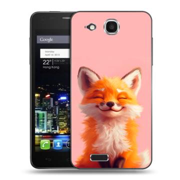 Пластиковый чехол на Alcatel One Touch Idol Ultra с принтом милая лиса Пластиковый чехол на Alcatel One Touch Idol Ultra с принтом милая лиса