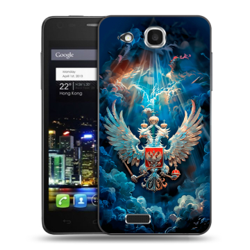 Пластиковый чехол на Alcatel One Touch Idol Ultra с принтом Герб флаг России Пластиковый чехол на Alcatel One Touch Idol Ultra с принтом Герб флаг России