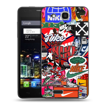 Пластиковый чехол на Alcatel One Touch Idol Ultra с принтом Найк Nike яркий Пластиковый чехол на Alcatel One Touch Idol Ultra с принтом Найк Nike яркий
