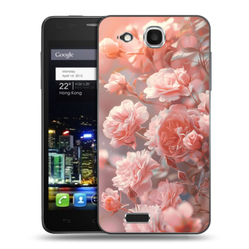 Пластиковый чехол на Alcatel One Touch Idol Ultra с принтом Розовые розы Пластиковый чехол на Alcatel One Touch Idol Ultra с принтом Розовые розы