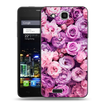 Пластиковый чехол на Alcatel One Touch Idol Ultra с принтом лавандовые розы