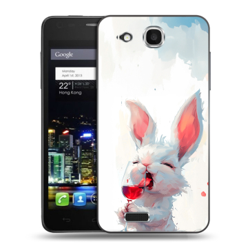Пластиковый чехол на Alcatel One Touch Idol Ultra с принтом кролик зайчик Пластиковый чехол на Alcatel One Touch Idol Ultra с принтом кролик зайчик