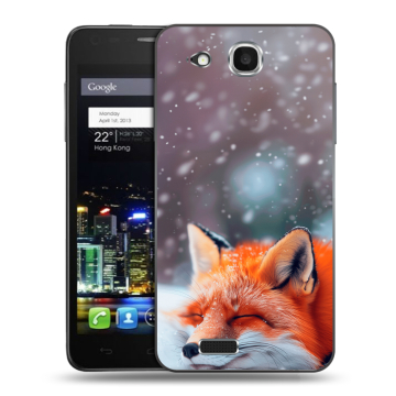 Пластиковый чехол на Alcatel One Touch Idol Ultra с принтом лиса Пластиковый чехол на Alcatel One Touch Idol Ultra с принтом лиса