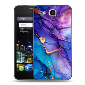 Пластиковый чехол на Alcatel One Touch Idol Ultra с принтом синий мрамор Пластиковый чехол на Alcatel One Touch Idol Ultra с принтом синий мрамор