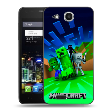 Пластиковый чехол на Alcatel One Touch Idol Ultra с принтом Майнкрафт
