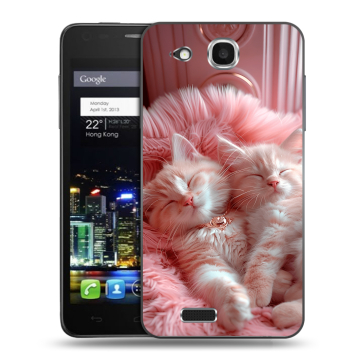 Пластиковый чехол на Alcatel One Touch Idol Ultra с принтом котята котики