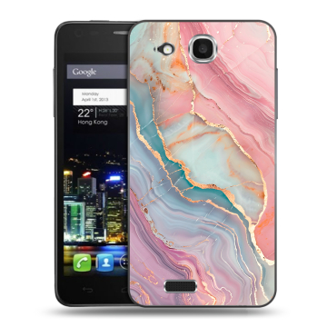 Пластиковый чехол на Alcatel One Touch Idol Ultra с принтом розовый мрамор Пластиковый чехол на Alcatel One Touch Idol Ultra с принтом розовый мрамор