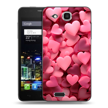 Пластиковый чехол на Alcatel One Touch Idol Ultra с принтом розовые сердечки Пластиковый чехол на Alcatel One Touch Idol Ultra с принтом розовые сердечки
