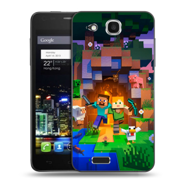 Пластиковый чехол на Alcatel One Touch Idol Ultra с принтом Майнкрафт Minecraft