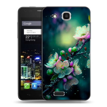 Пластиковый чехол на Alcatel One Touch Idol Ultra с принтом Цветы и мрамор Пластиковый чехол на Alcatel One Touch Idol Ultra с принтом Цветы и мрамор