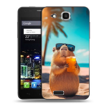 Пластиковый чехол на Alcatel One Touch Idol Ultra с принтом Капибара Пластиковый чехол на Alcatel One Touch Idol Ultra с принтом Капибара