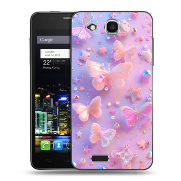 Пластиковый чехол на Alcatel One Touch Idol Ultra с принтом Бабочки Пластиковый чехол на Alcatel One Touch Idol Ultra с принтом Бабочки