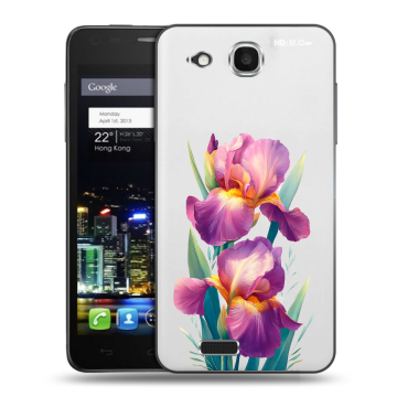 Пластиковый чехол на Alcatel One Touch Idol Ultra с принтом Цветы орхидеи