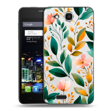 Пластиковый чехол на Alcatel One Touch Idol Ultra с принтом Цветы паттерн