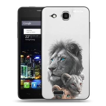 Пластиковый чехол на Alcatel One Touch Idol Ultra с принтом Львы