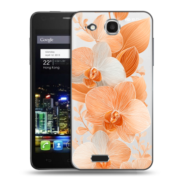 Пластиковый чехол на Alcatel One Touch Idol Ultra с принтом Бежевые цветы