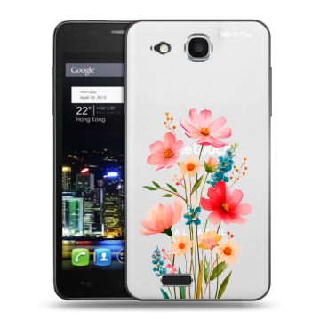 Пластиковый чехол на Alcatel One Touch Idol Ultra с принтом Цветы