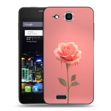 Пластиковый чехол на Alcatel One Touch Idol Ultra с принтом Розовая роза